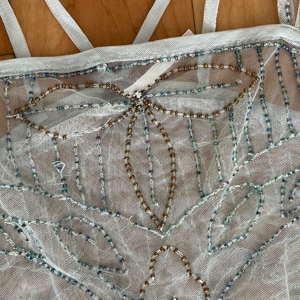 Free People Sheer Embroidered Light Blue Overlay Dress - Picture 4 of 14